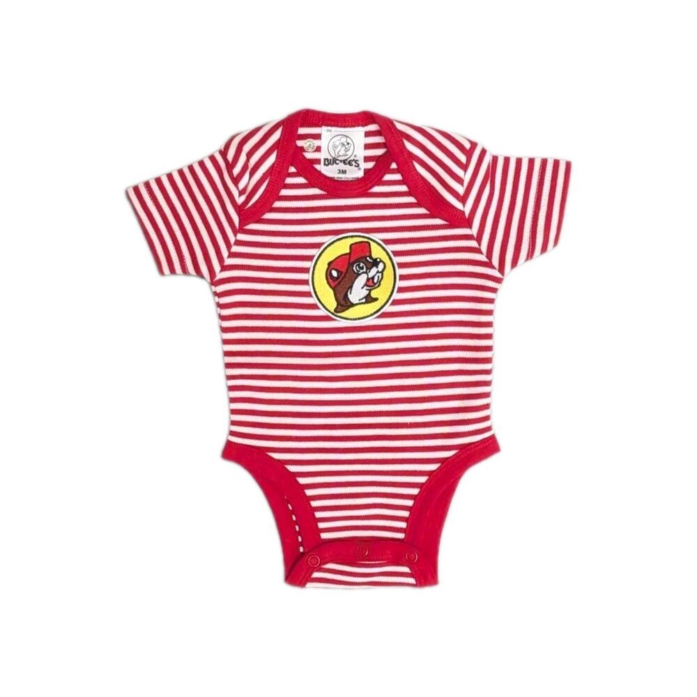 Buc-ee's Striped One Piece Bodysuit Red White Top Infant Baby Cotton 3-6 Months